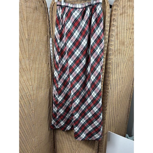 Vintage Skirt Plaid Red Green White Gold Metallic Ample Togs Medium Maxi Holiday - Picture 1 of 8
